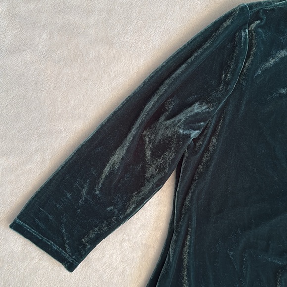 {NWT} Soft Surroundings | Velvet Alyssa Faux Wrap Ruched Knit Top Jewel Green M - Picture 6 of 15